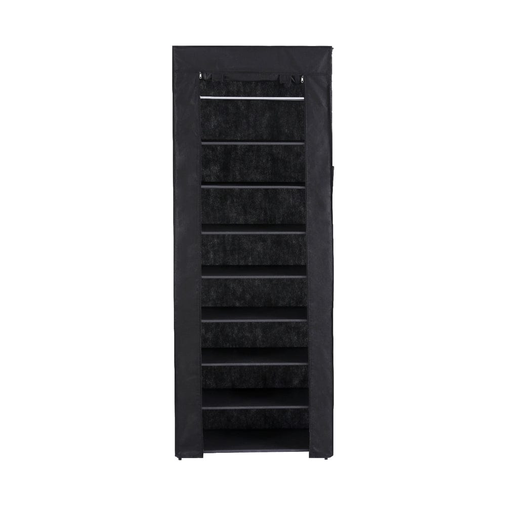 Artiss Shoe Rack Cabinet Removable Cover 10 tier Black - SportZone.co.nz