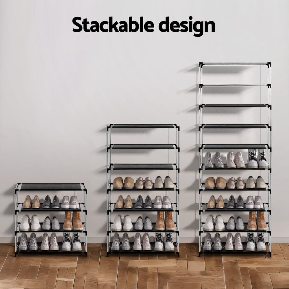 Artiss Shoe Rack Cabinet Removable Cover 10 tier Black - SportZone.co.nz