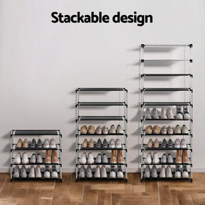 Artiss Shoe Rack Cabinet Removable Cover 10 tier Black - SportZone.co.nz