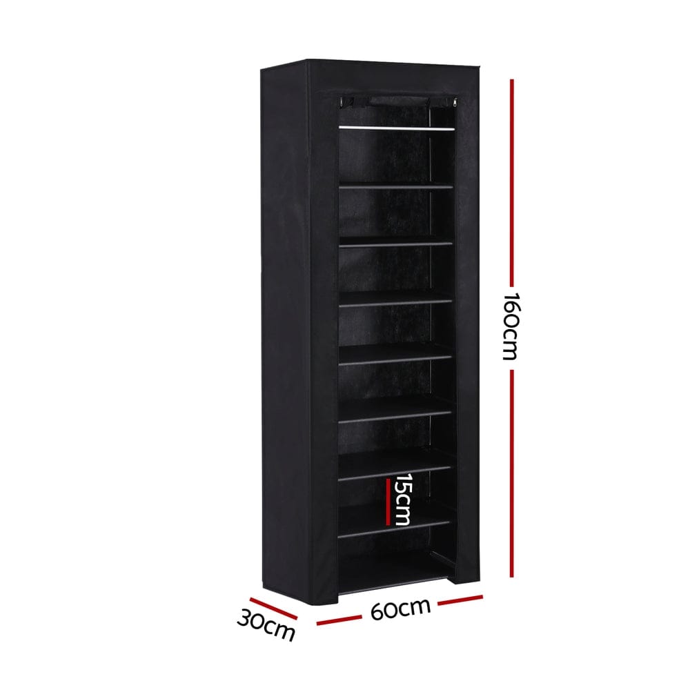 Artiss Shoe Rack Cabinet Removable Cover 10 tier Black - SportZone.co.nz