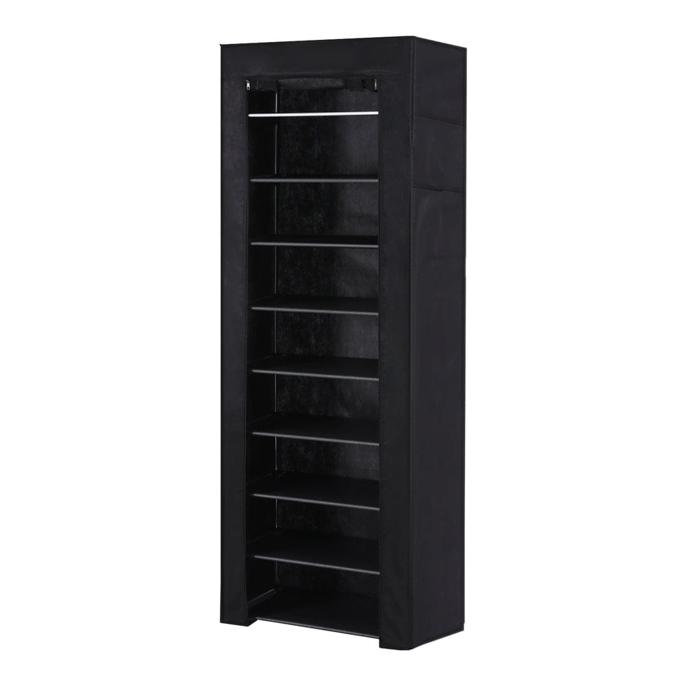 Artiss Shoe Rack Cabinet Removable Cover 10 tier Black - SportZone.co.nz
