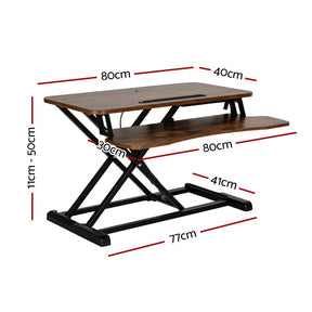 Artiss Standing Desk Riser Height Adjustable Rustic Brown 80CM - SportZone.co.nz