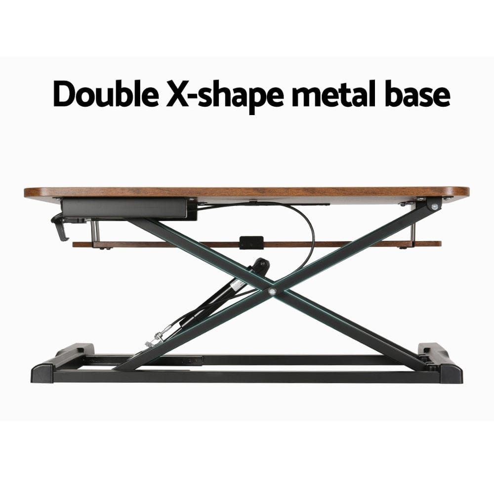 Artiss Standing Desk Riser Height Adjustable Rustic Brown 80CM - SportZone.co.nz