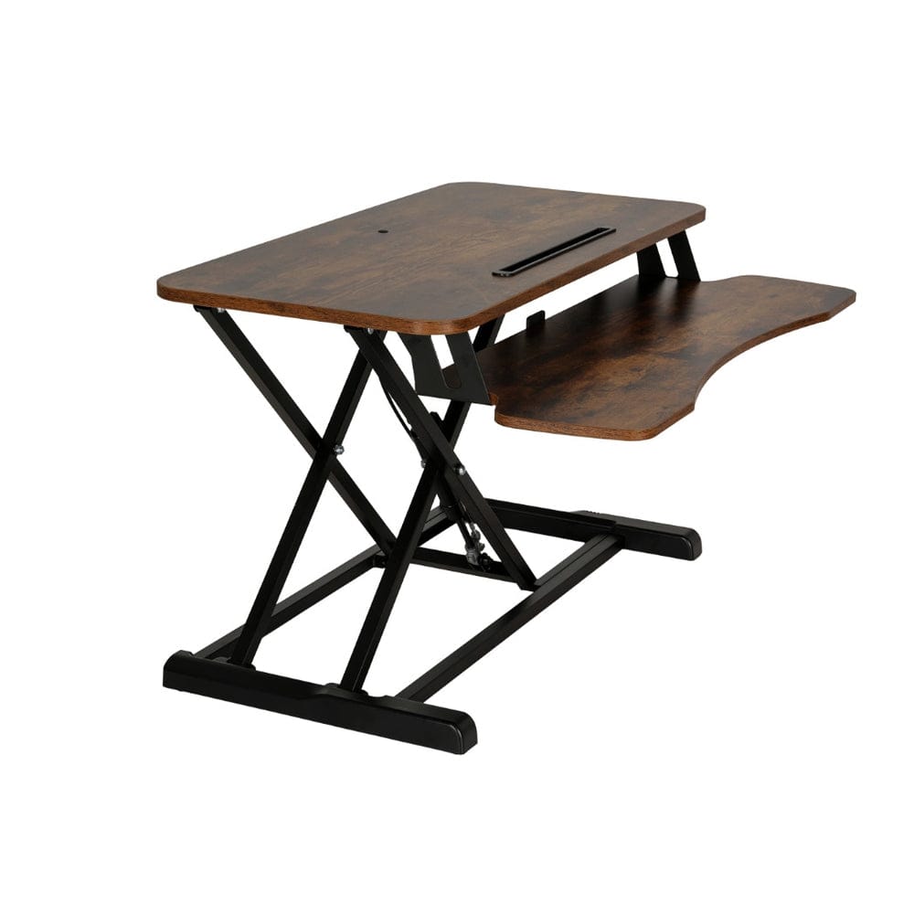 Artiss Standing Desk Riser Height Adjustable Rustic Brown 80CM - SportZone.co.nz