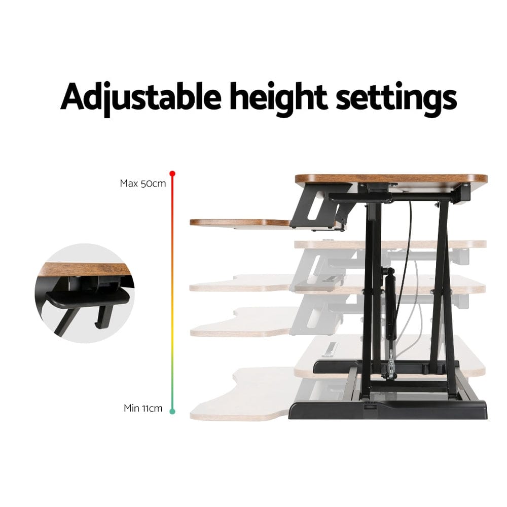 Artiss Standing Desk Riser Height Adjustable Rustic Brown 80CM - SportZone.co.nz