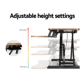 Artiss Standing Desk Riser Height Adjustable Rustic Brown 80CM - SportZone.co.nz