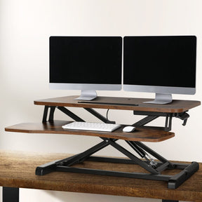 Artiss Standing Desk Riser Height Adjustable Rustic Brown 80CM - SportZone.co.nz