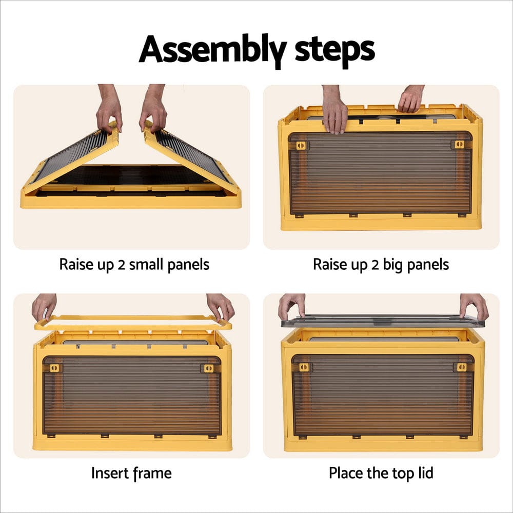 Artiss Storage Box Container Foldable Stackable 5 Sides Open Transparent 115L - SportZone.co.nz