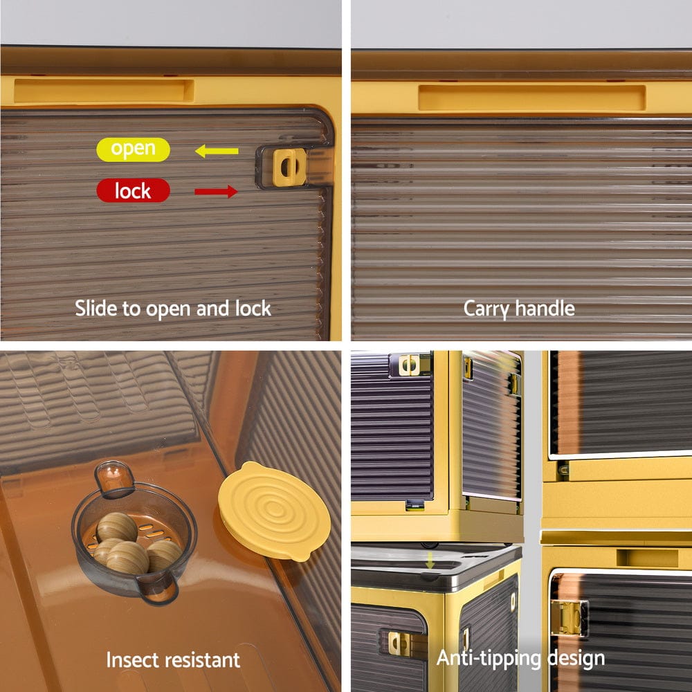 Artiss Storage Box Container Foldable Stackable 5 Sides Open Transparent 115L - SportZone.co.nz