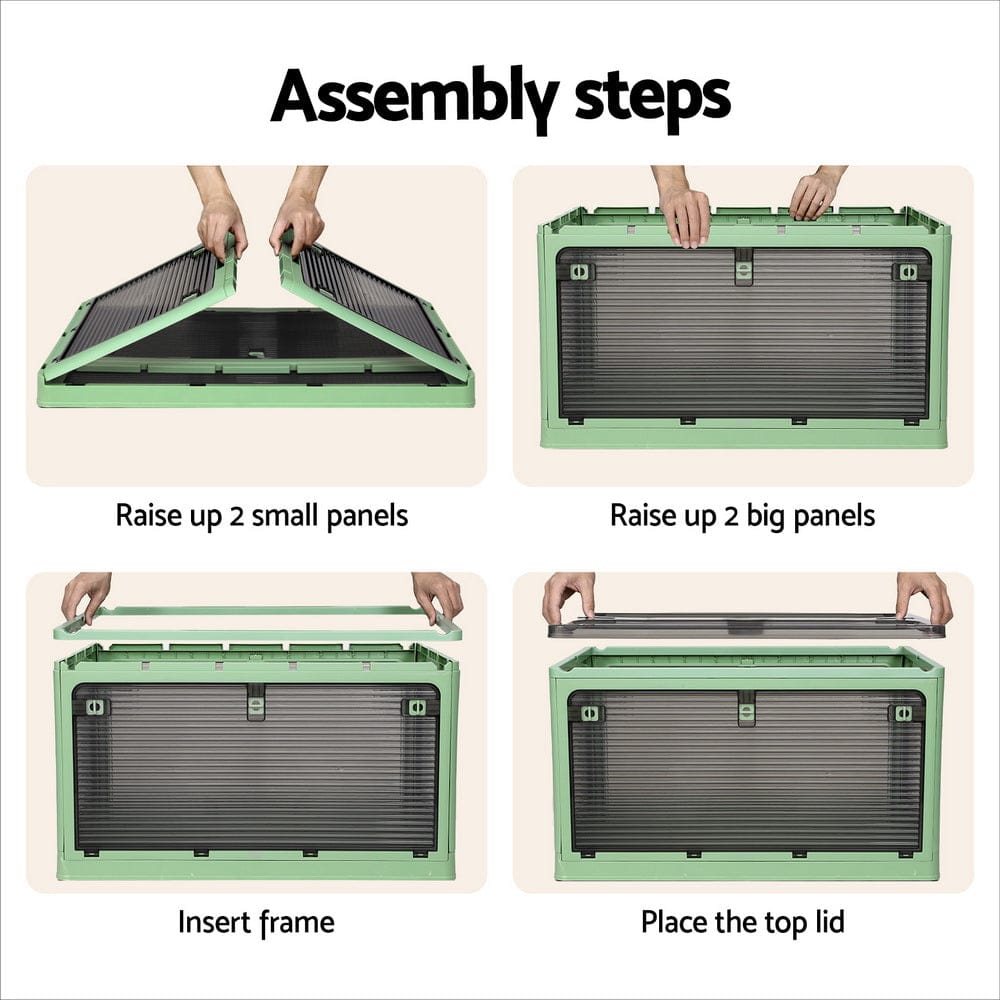 Artiss Storage Box Container Foldable Stackable 5 Sides Open Transparent 140L - SportZone.co.nz