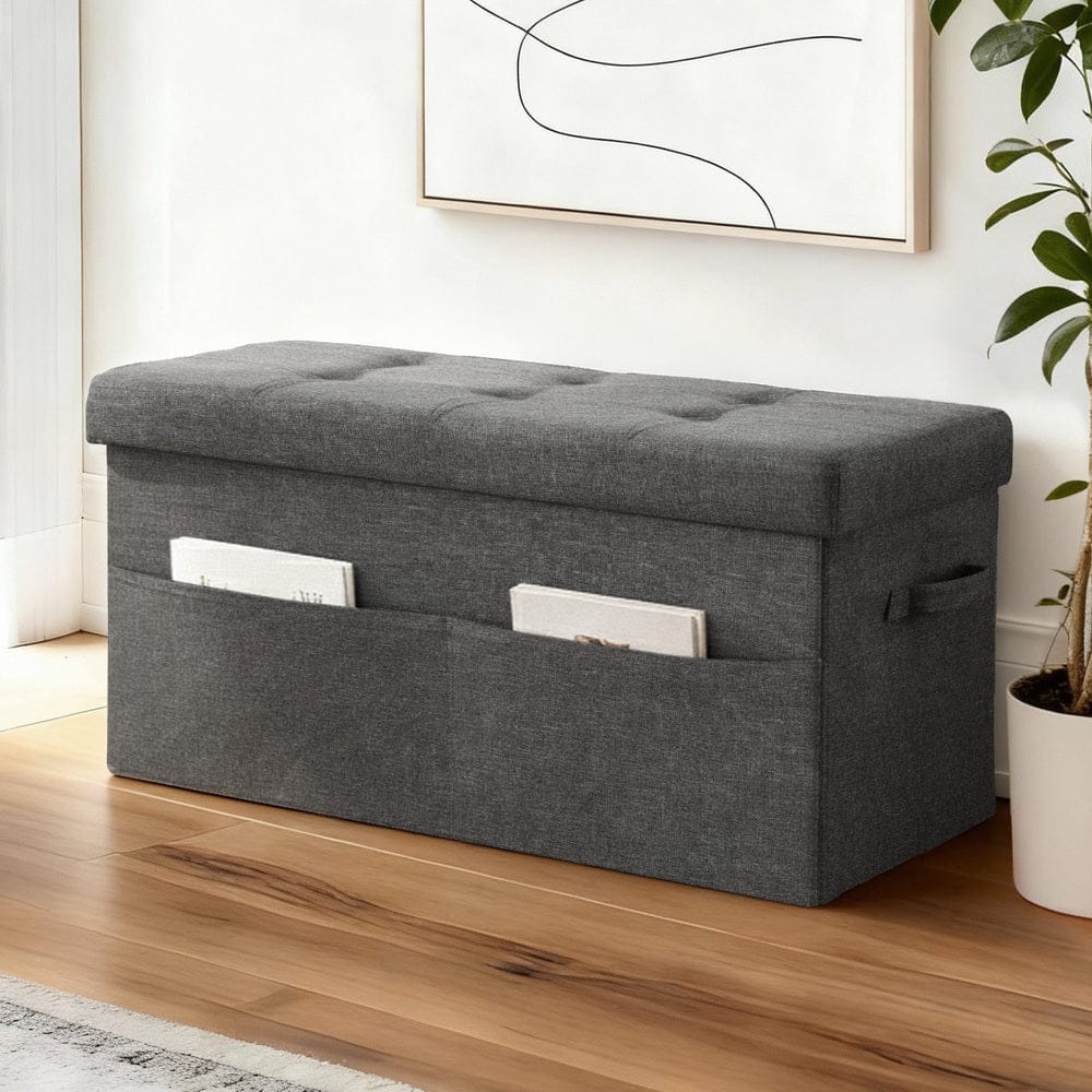 Artiss Storage Ottoman Foot Stool Rest Foldable - SportZone.co.nz