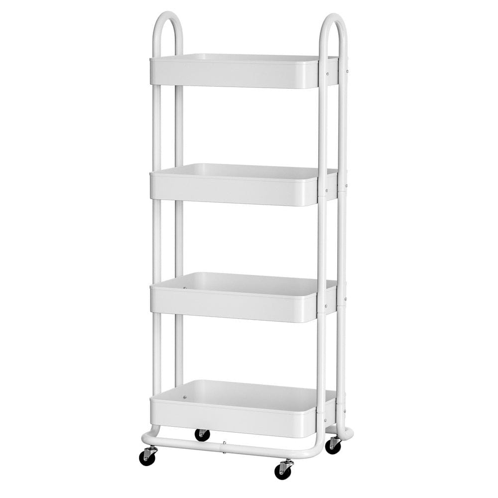 Artiss Storage Trolley Kitchen Cart 4 Tiers White - SportZone.co.nz