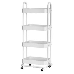 Artiss Storage Trolley Kitchen Cart 4 Tiers White - SportZone.co.nz
