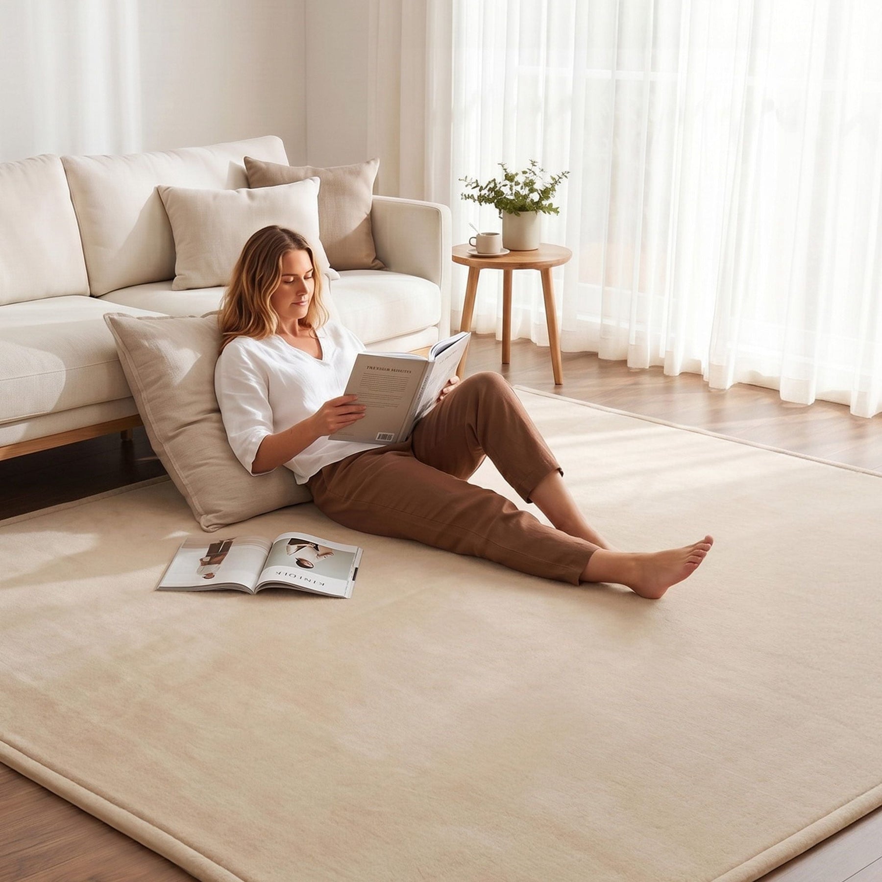 Artiss Tatami Mat Floor Mattress 3cm Thick Futon Mattresses Mellow Mat Rugs Living Room Beige - SportZone.co.nz