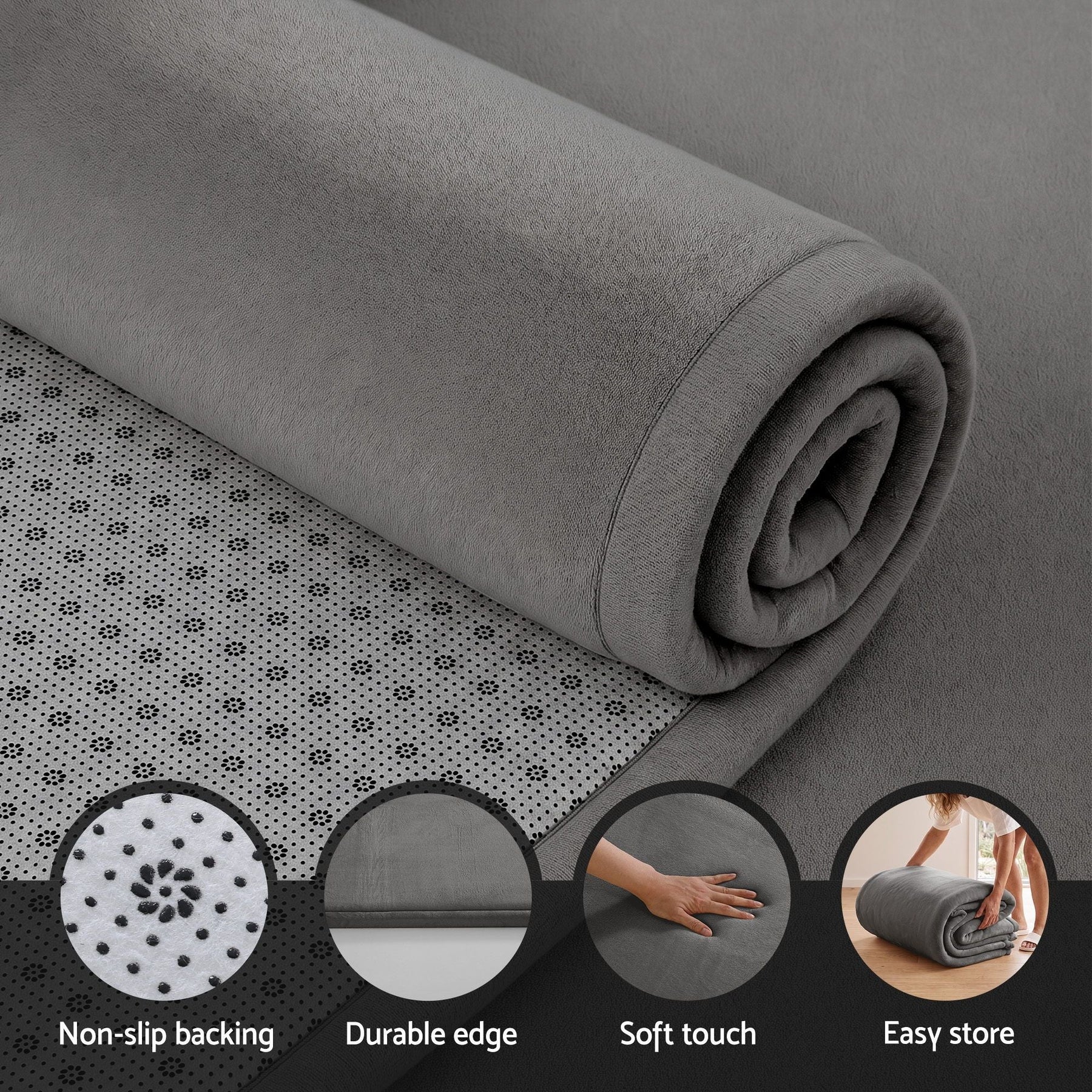 Artiss Tatami Mat Floor Mattress 3cm Thick Futon Mattresses Mellow Mat Rugs Living Room Grey - SportZone.co.nz