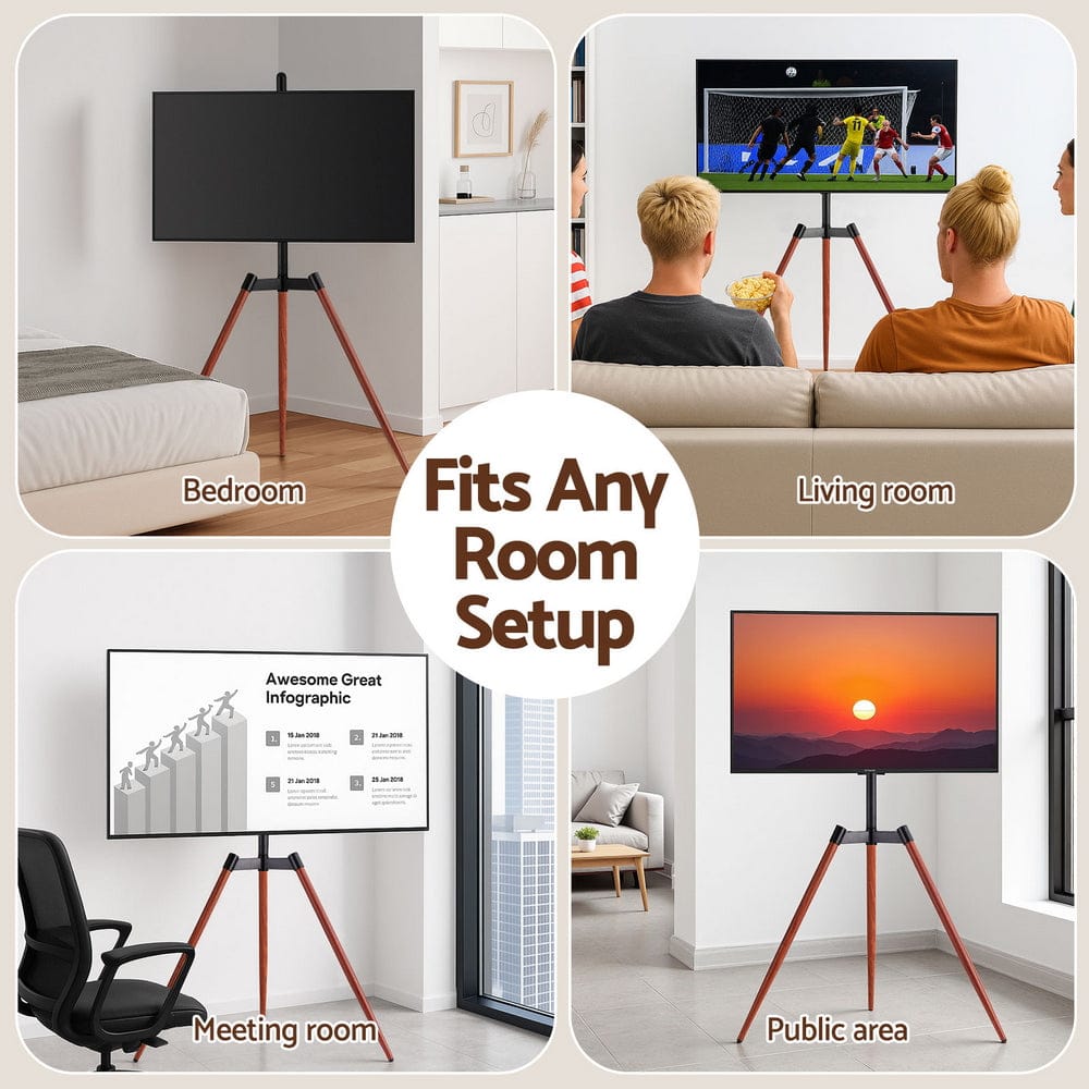 Artiss TV Stand 32 - 65 inch LED LCD Screen Wooden Tripod Easel Height Adjustable - SportZone.co.nz