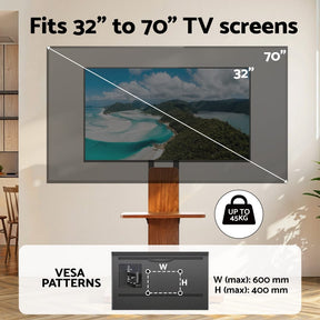 Artiss TV Stand 32 - 70" Wooden Tray Swivel Height Adjustable - SportZone.co.nz