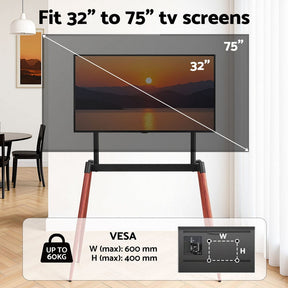 Artiss TV Stand 32 - 75 inch LED LCD Screen Wooden Floor Easel Height Adjustable - SportZone.co.nz