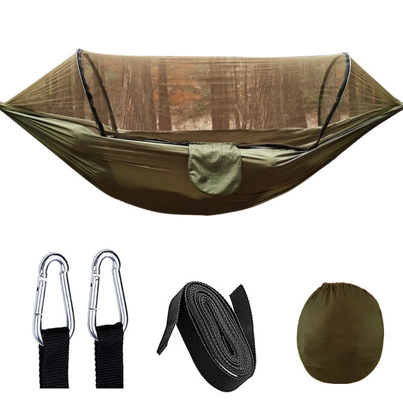 Automatic Quick Opening Mosquito Net Hammock Outdoor Camping Pole Mosquito Net Hammock Anti Roll Nylon Hammock - SportZone.co.nz