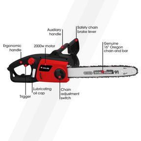 BAUMR-AG 2000W Electric Chainsaw, 16 Inch Oregon Bar and Chain - SportZone.co.nz