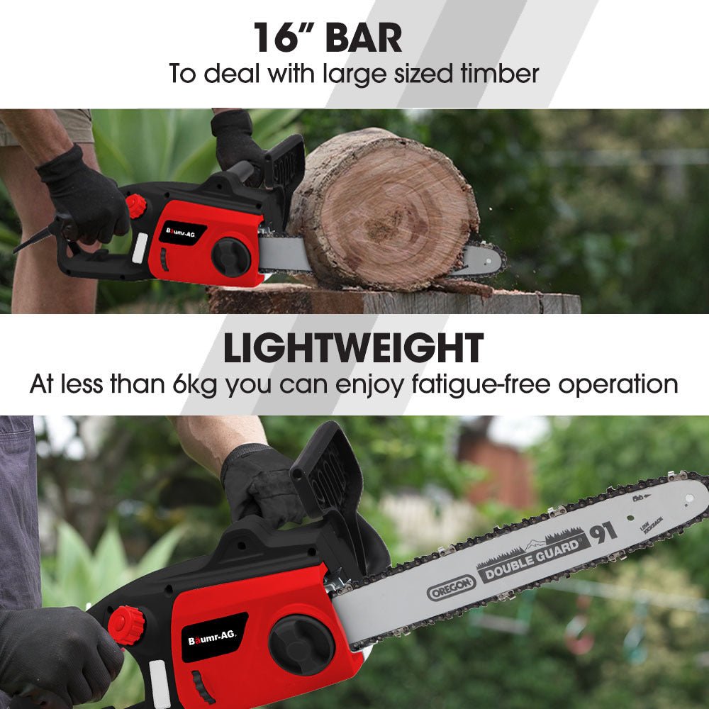 BAUMR-AG 2000W Electric Chainsaw, 16 Inch Oregon Bar and Chain - SportZone.co.nz
