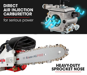 Baumr-AG 25CC Petrol Chainsaw Arborist 10 Bar Tree Pruning Garden Chain Saw - SportZone.co.nz