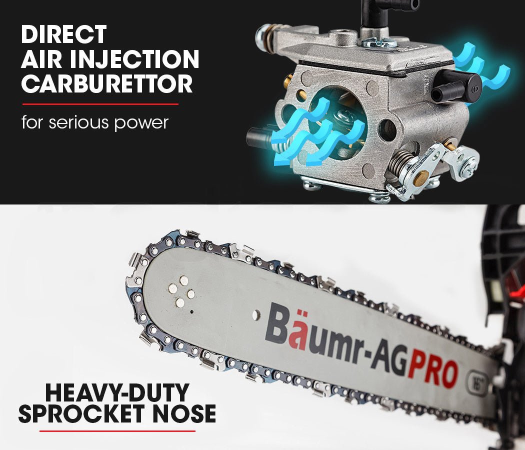 Baumr-AG 38CC Petrol Commercial Chainsaw 16 Bar E-Start 3.2 HP Chain Saw - SportZone.co.nz