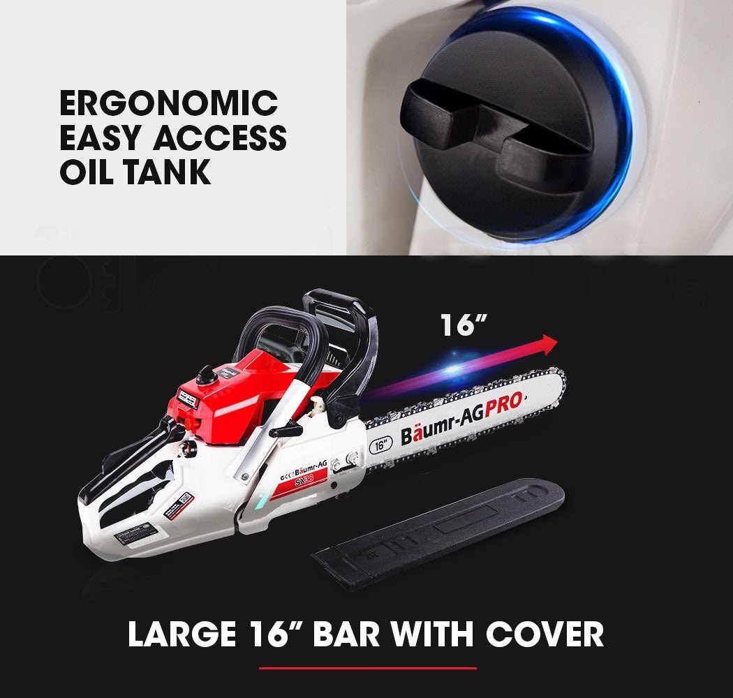 Baumr-AG 38CC Petrol Commercial Chainsaw 16 Bar E-Start 3.2 HP Chain Saw - SportZone.co.nz
