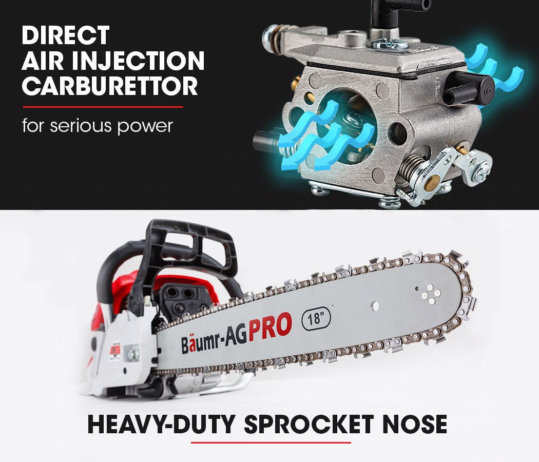 Baumr-AG 45CC Petrol Chainsaw Commercial 18 Bar Chain Saw E-Start Pruning - SportZone.co.nz