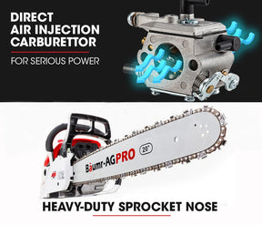 Baumr-AG 52CC Petrol Commercial Chainsaw 20 Bar E-Start Chain Saw - SportZone.co.nz