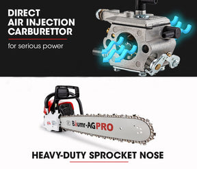 Baumr-AG 62CC Petrol Commercial Chainsaw 20 Bar E-Start Pruning Chain Saw - SportZone.co.nz