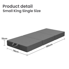 BedStory Folding Mattress Small King Single Trifold Mattress Firm Support Foam Washable Cover 15cm - SportZone.co.nz