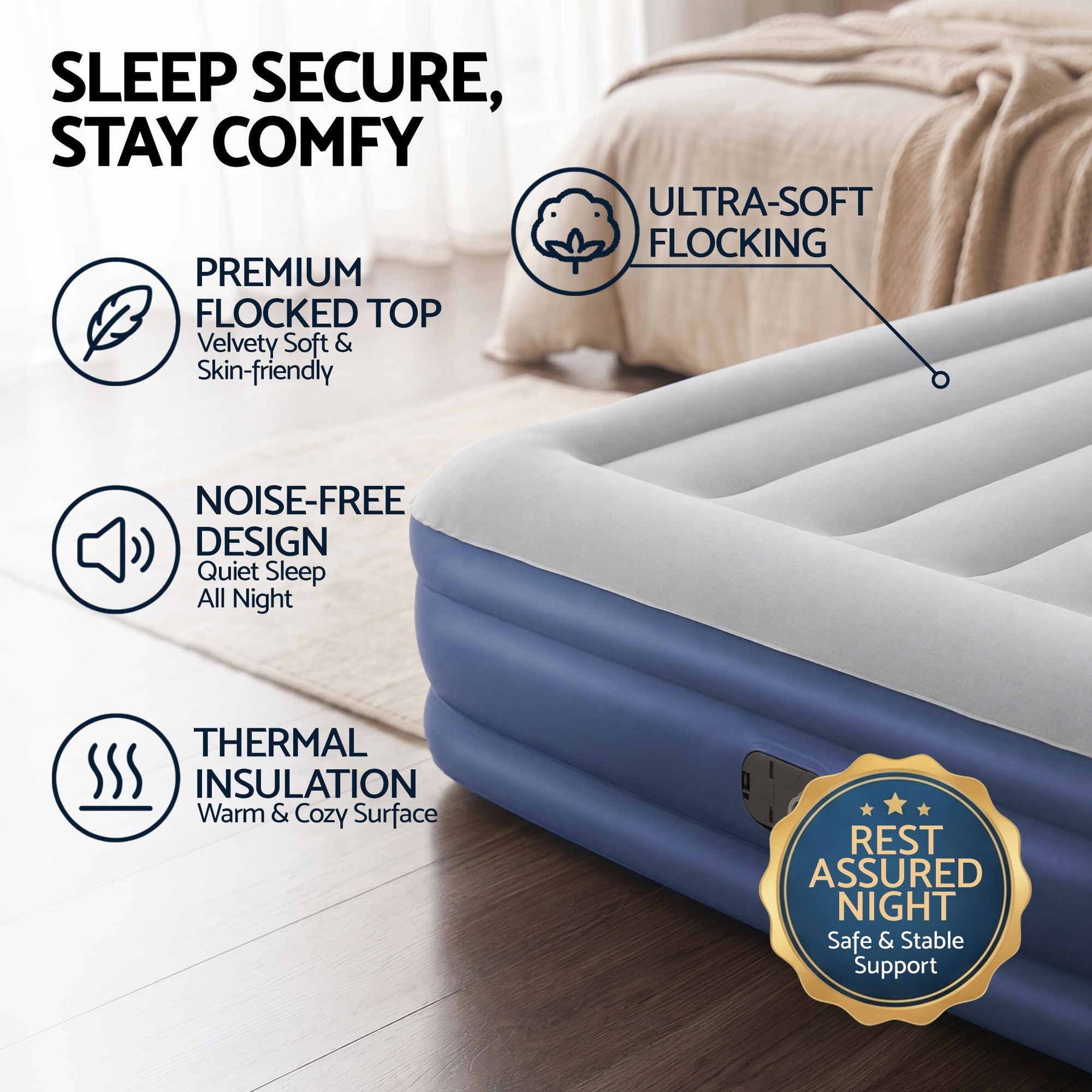 Bestway Air Mattress Inflatable Bed 46cm Airbed Single Blue - SportZone.co.nz