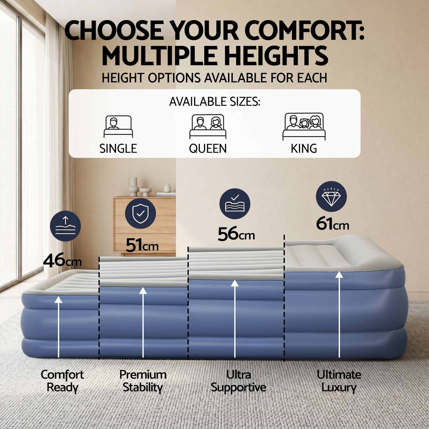 Bestway Air Mattress Inflatable Bed 46cm Airbed Single Blue - SportZone.co.nz