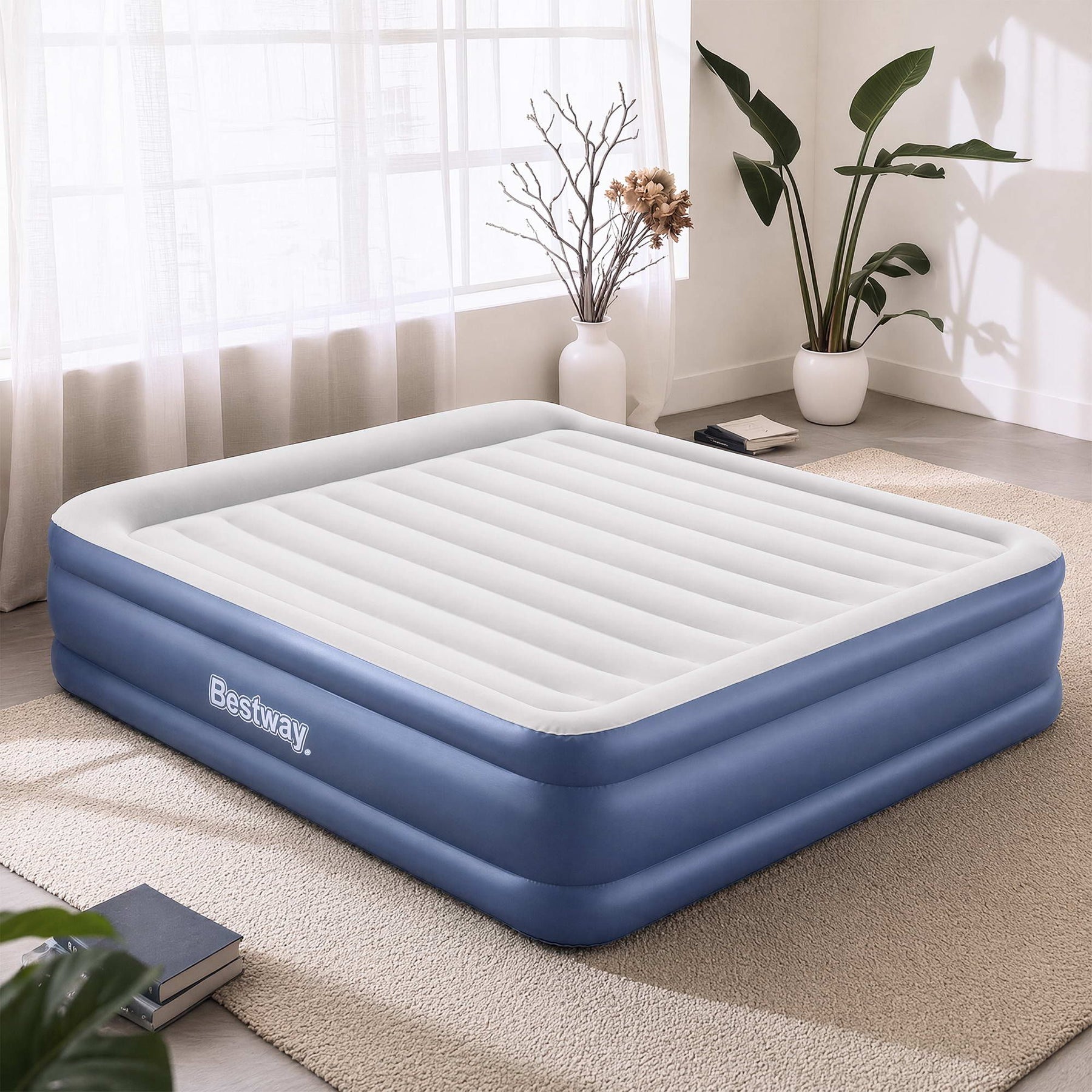 Bestway Air Mattress King Inflatable Bed 56cm Airbed Blue - SportZone.co.nz