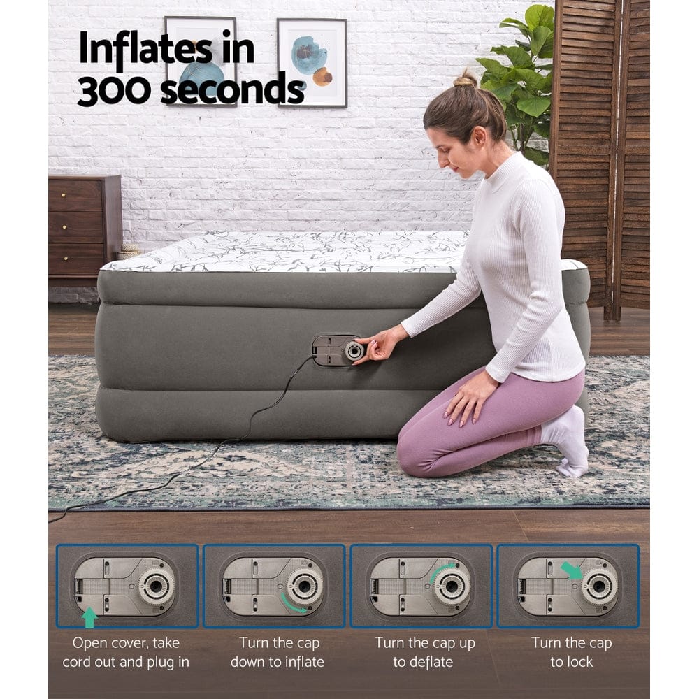 Bestway Air Mattress Queen Inflatable Bed 56cm Airbed Grey - SportZone.co.nz
