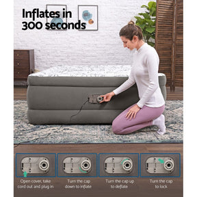 Bestway Air Mattress Queen Inflatable Bed 56cm Airbed Grey - SportZone.co.nz