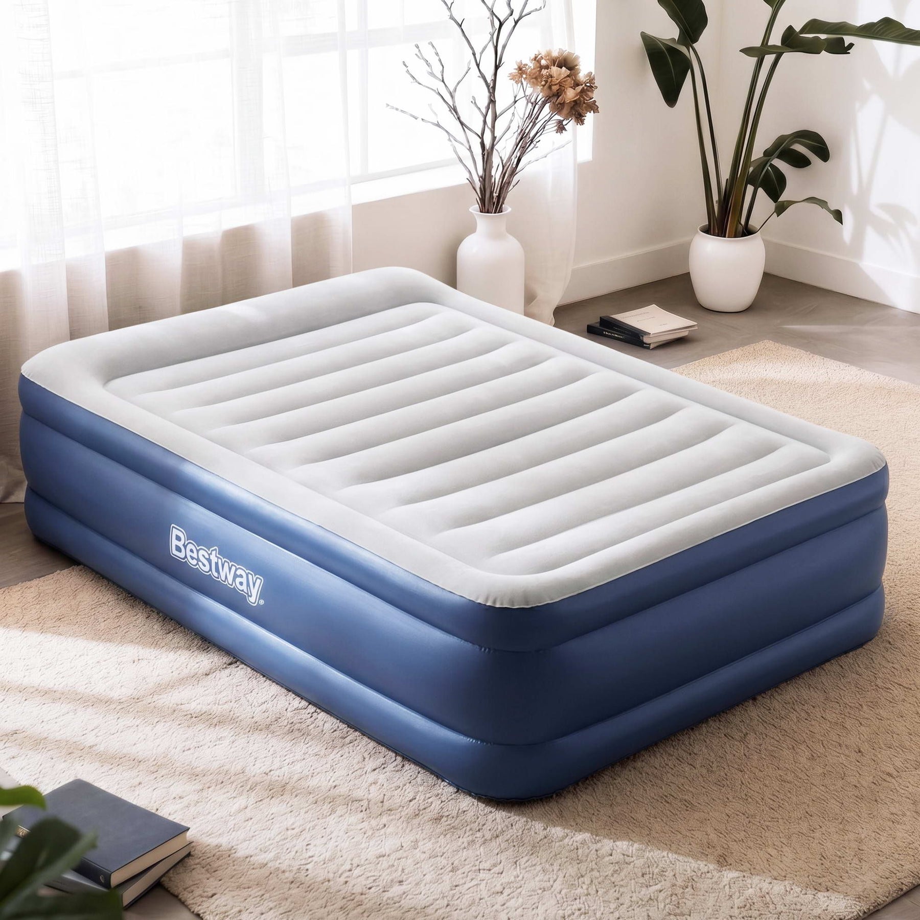Bestway Air Mattress Queen Inflatable Bed 61cm Airbed Blue - SportZone.co.nz