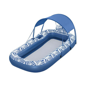 Bestway Inflatable Floating Float Lounger with Sunshade Canopy 1.98Mx1.12M Blue - SportZone.co.nz