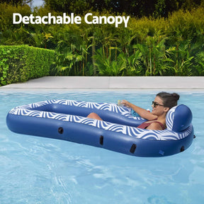Bestway Inflatable Floating Float Lounger with Sunshade Canopy 1.98Mx1.12M Blue - SportZone.co.nz