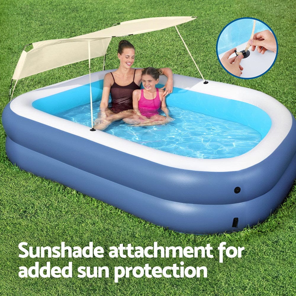 Bestway Kids Inflatable Pool Above Ground Splash Pool with Sunshade 254x178cm - SportZone.co.nz