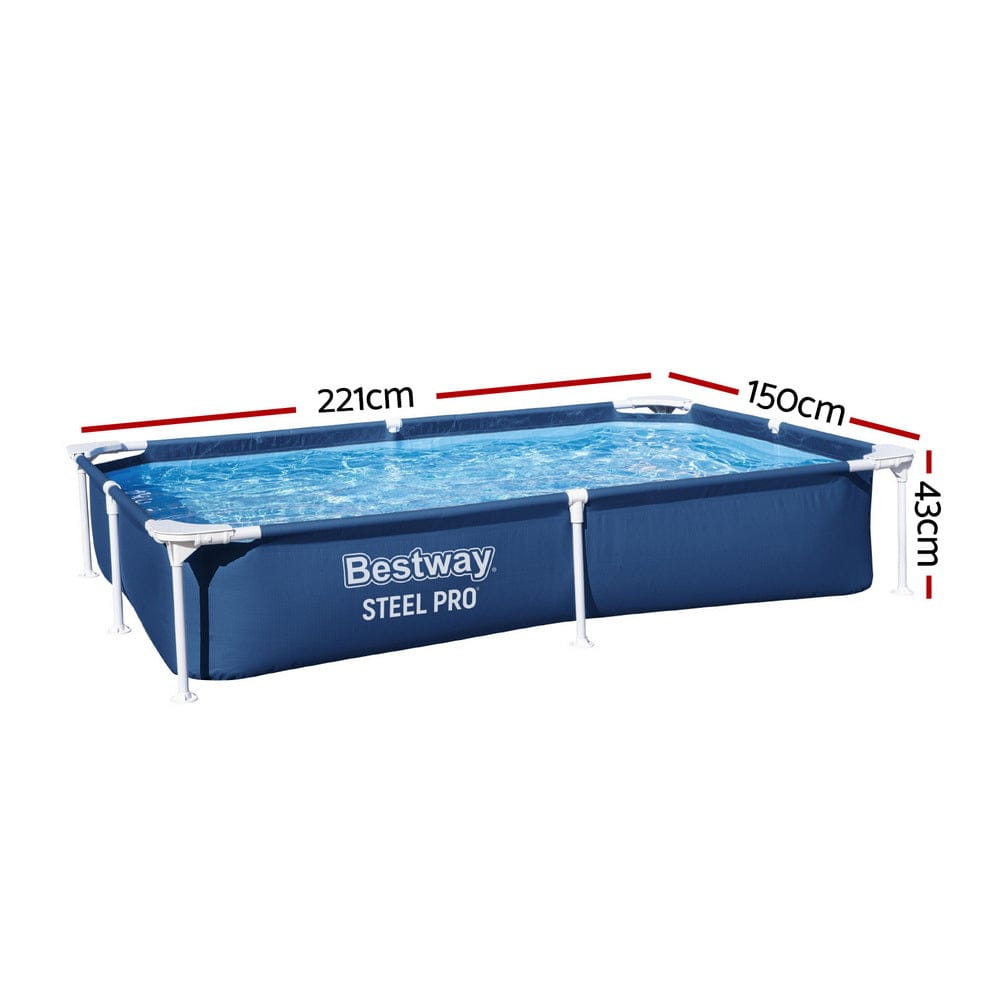 Bestway Swimming Pool 221x150x43cm Steel Frame Above Ground Pools 1200L - SportZone.co.nz