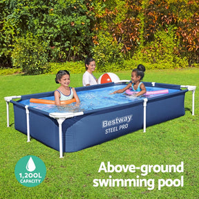 Bestway Swimming Pool 221x150x43cm Steel Frame Above Ground Pools 1200L - SportZone.co.nz