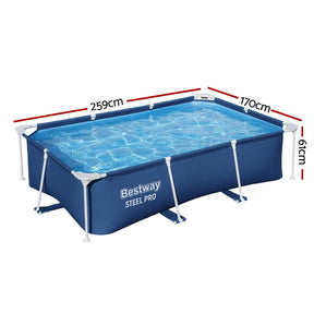 Bestway Swimming Pool 259x170x61cm Steel Frame Above Ground Pools 2300L - SportZone.co.nz