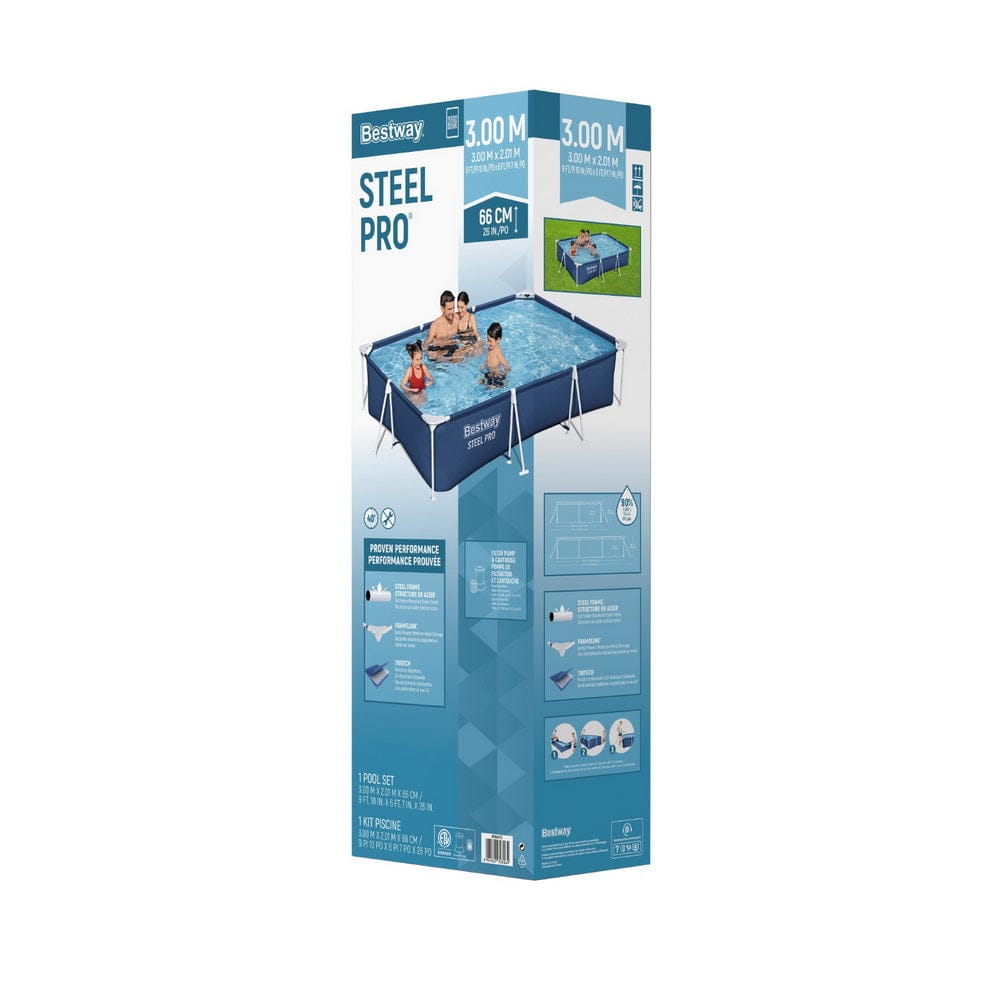 Bestway Swimming Pool 300x201x66cm Steel Frame Above Ground Pools 3300L - SportZone.co.nz
