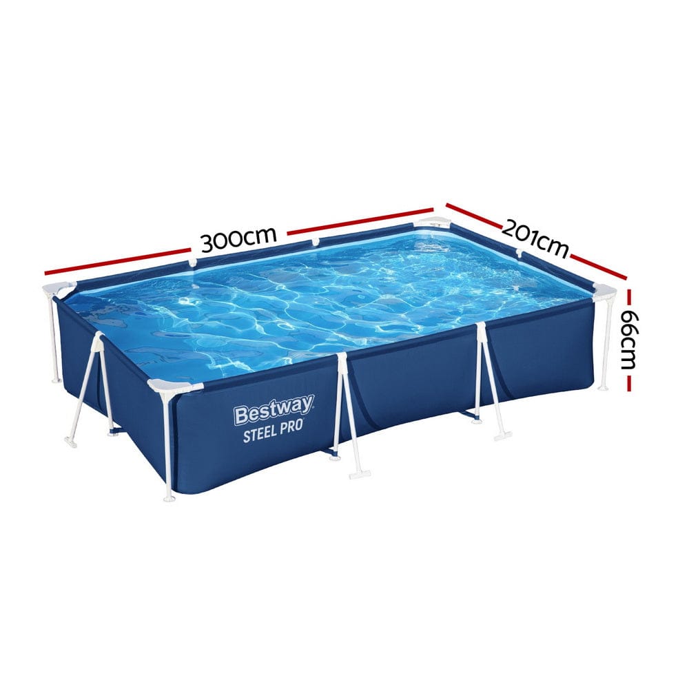 Bestway Swimming Pool 300x201x66cm Steel Frame Above Ground Pools 3300L - SportZone.co.nz