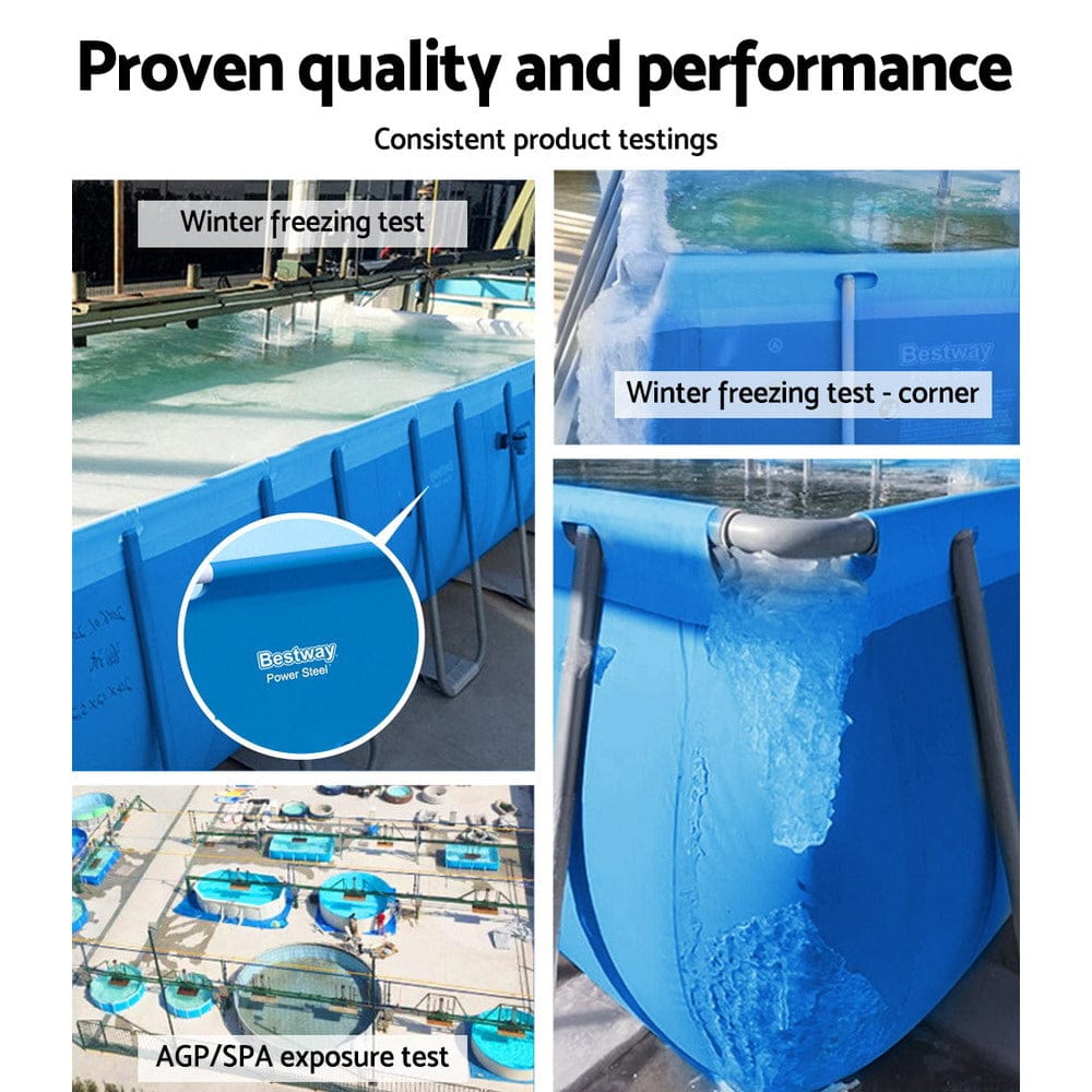 Bestway Swimming Pool 300x201x66cm Steel Frame Above Ground Pools w/ Filter Pump 3300L - SportZone.co.nz
