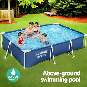 Bestway Swimming Pool 300x201x66cm Steel Frame Above Ground Pools w/ Filter Pump 3300L - SportZone.co.nz