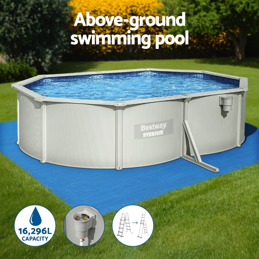 Bestway Swimming Pool 500x366x122cm Steel Frame Above Ground Pools Filter Pump Ladder 16296L - SportZone.co.nz
