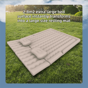 Black Multi - Chamber Car Inflatable Air Mattress with Electric Pump, Storage Bag & Pillows for Universal Trunk Sleeping and Camping (174 x 126 CM) - SportZone.co.nz